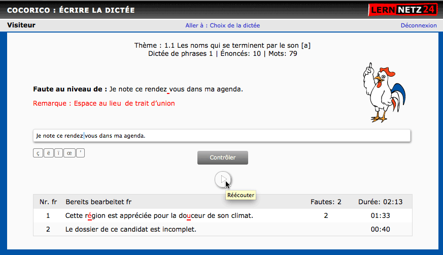 Écrire la dictée