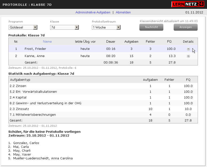 Protokolle der Klasse